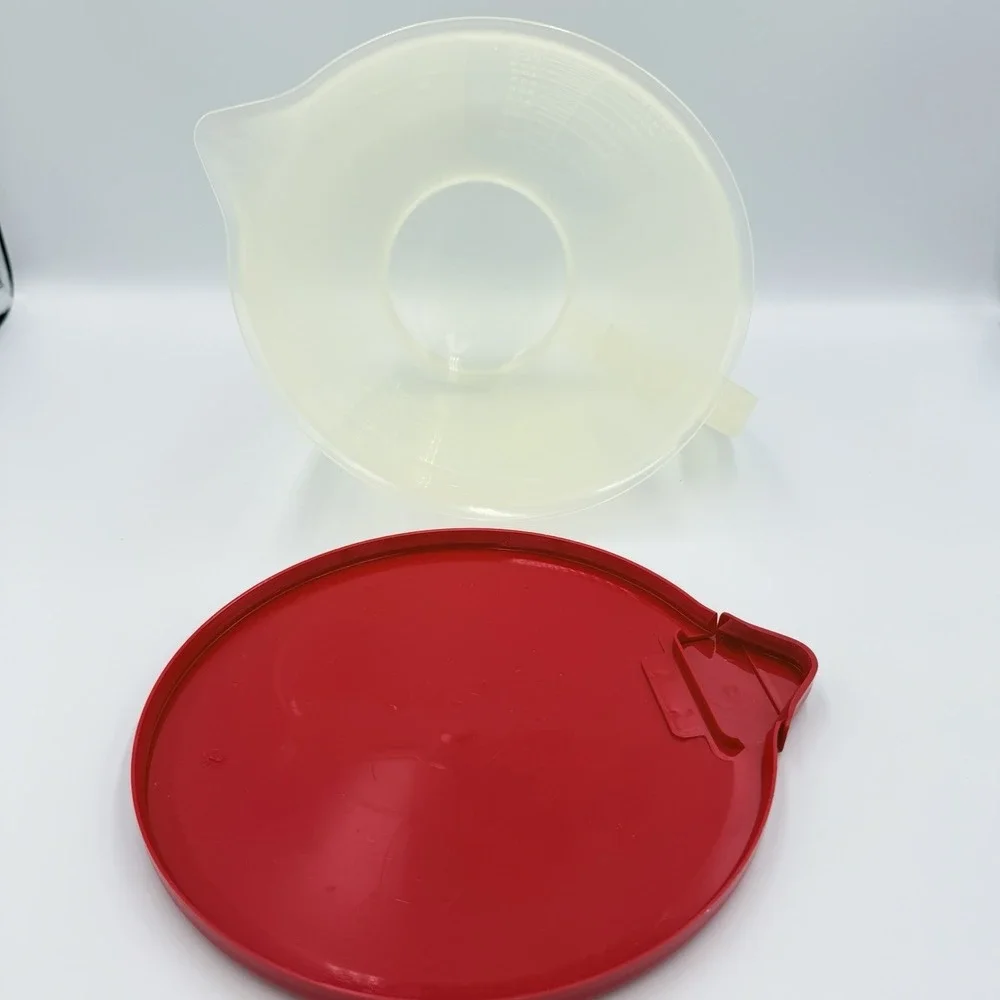 VTG Tupperware 2L Batter Bowl Measuring Pitcher‎ Red Lid 500B-1 Mix Pour USA